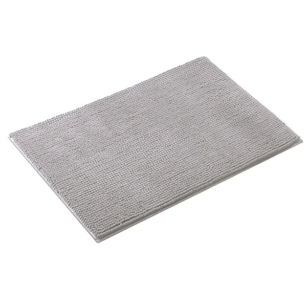 LUXE HOME INTERNATIONAL Luxe Home Chenille Bathmat ( 37x56 cm ) Bathroom mat - Silver I Soft, Non Slip, Washable | Bath Mat for Home or Bedroom Floor Mat - 37x56 Cm, Silver