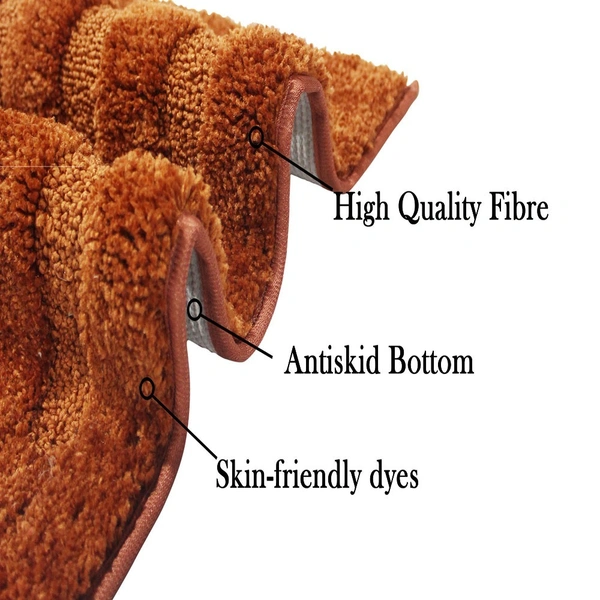 LUXE HOME INTERNATIONAL Luxe Home Bathmat 2500 GSM Microfiber Anti Skid Water Absorbent Machine Washable and Quick Dry Classic Mats for Bathroom, Kitchen, Entrance (Rust, 45cm x 75cm, Pack of 1) - 45x75 cm, Rust