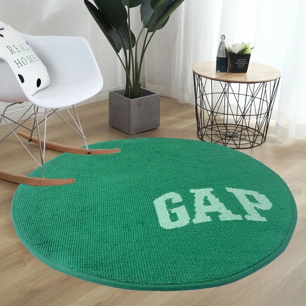 LUXE HOME INTERNATIONAL Bath mat Soft Cotton Round Rug for Bathroom, Bedroom, Living Room - 2x2 ft, Green