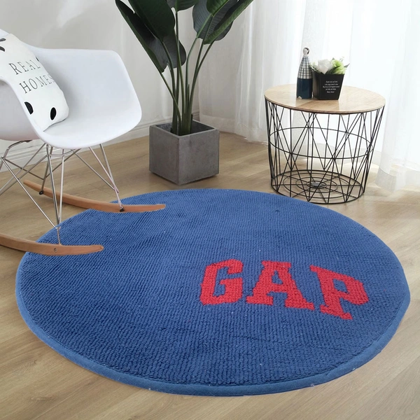 LUXE HOME INTERNATIONAL Bath mat Soft Cotton Round Rug for Bathroom, Bedroom, Living Room - 2x2 ft, Blue