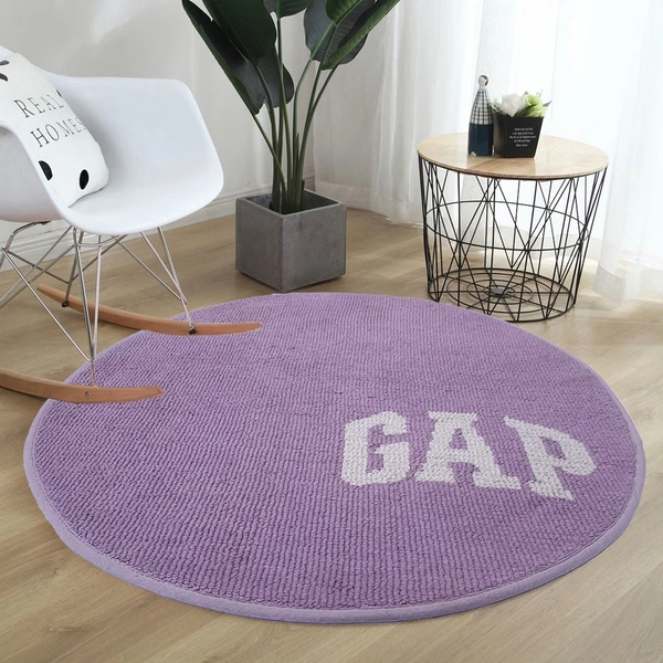 LUXE HOME INTERNATIONAL Bath mat Soft Cotton Round Rug for Bathroom, Bedroom, Living Room - 2x2 ft, Purple