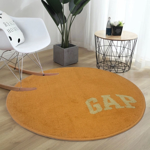 LUXE HOME INTERNATIONAL Bath mat Soft Cotton Round Rug for Bathroom, Bedroom, Living Room - 2x2 ft, Yellow
