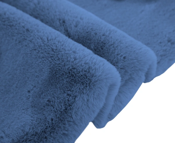 LUXE HOME INTERNATIONAL Rabbit Fur Super Soft Non Slip Floor Runner for Bedroom - 2x5 Ft, Blue