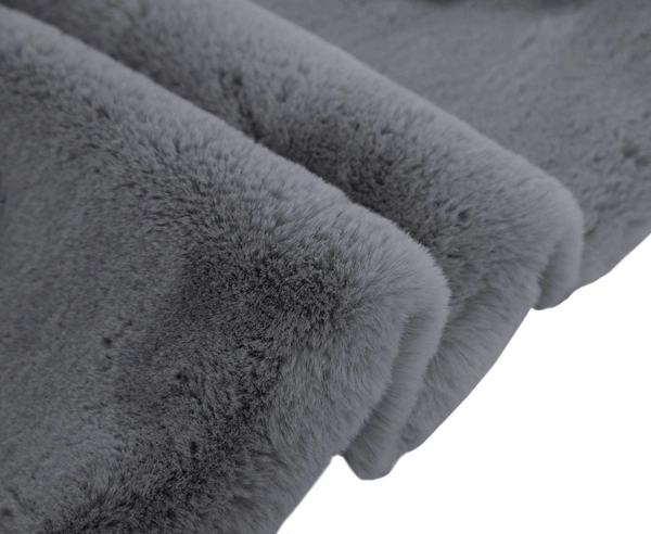 LUXE HOME INTERNATIONAL Rabbit Fur Super Soft Non Slip Floor Runner for Bedroom - 2x5 Ft, Grey