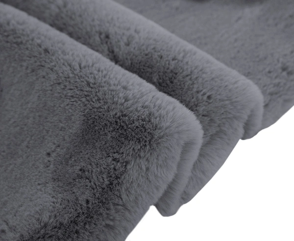 LUXE HOME INTERNATIONAL Ruffle Bath Mat Rabbit Fur 1000 Gsm Bathroom Door Rectangular Foot Mats Anti Skid Water Absorbent Easy Machine Washable Rug For Entrance|Kitchen Floor|60X90 Cm|Grey|Pack Of 1 - 60x90 cm, Grey