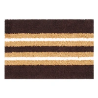 LUXE HOME INTERNATIONAL Stripe Bath Mat Soft, Non Slip Mat for Bedroom and Bathroom Floor - 38x58 cm, Chocolate