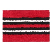 LUXE HOME INTERNATIONAL Stripe Bath Mat Soft, Non Slip Mat for Bedroom and Bathroom Floor - 38x58 cm, Maroon
