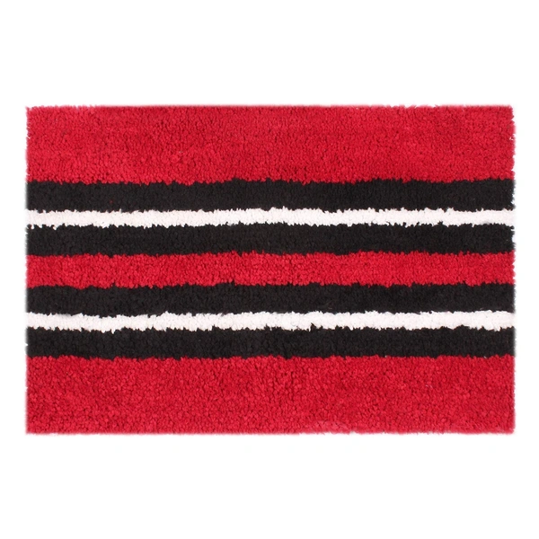 LUXE HOME INTERNATIONAL Stripe Bath Mat Soft, Non Slip Mat for Bedroom and Bathroom Floor - 38x58 cm, Maroon