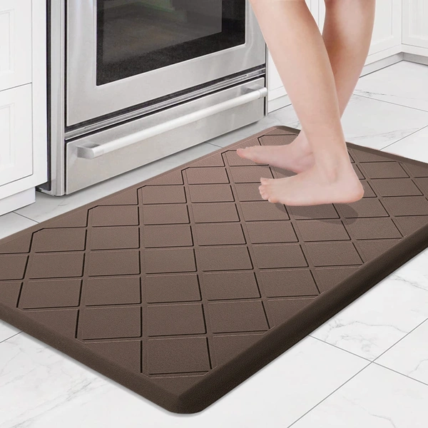 LUXE HOME INTERNATIONAL Anti-Fatigue (45x75 cm) Kitchen Mat – Cushioned Support, Stylish and Durable, Easy to Clean, Non-Slip Bottom – Ideal for Kitchen, Desk, Laundry, Garage - 45x75 cm, Brown