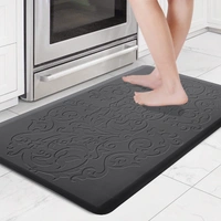 LUXE HOME INTERNATIONAL Anti-Fatigue (45x75 cm) Kitchen Mat – Cushioned Support, Stylish and Durable, Easy to Clean, Non-Slip Bottom – Ideal for Kitchen, Desk, Laundry, Garage - 45x75 cm, Black