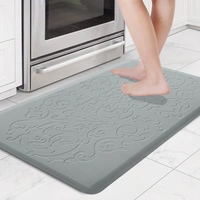 LUXE HOME INTERNATIONAL Anti-Fatigue (45x75 cm) Kitchen Mat – Cushioned Support, Stylish and Durable, Easy to Clean, Non-Slip Bottom – Ideal for Kitchen, Desk, Laundry, Garage - 45x75 cm, Silver