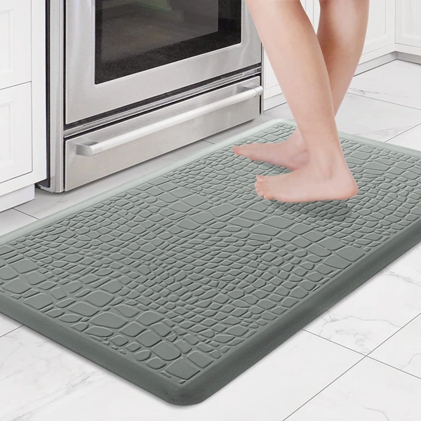 LUXE HOME INTERNATIONAL Anti-Fatigue (45x75 cm) Kitchen Mat – Cushioned Support, Stylish and Durable, Easy to Clean, Non-Slip Bottom – Ideal for Kitchen, Desk, Laundry, Garage - 45x75 cm, Grey