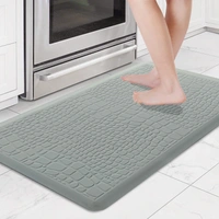 LUXE HOME INTERNATIONAL Anti-Fatigue (45x75 cm) Kitchen Mat – Cushioned Support, Stylish and Durable, Easy to Clean, Non-Slip Bottom – Ideal for Kitchen, Desk, Laundry, Garage - 45x75 cm, Silver