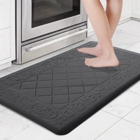 LUXE HOME INTERNATIONAL Anti-Fatigue (45x75 cm) Kitchen Mat – Cushioned Support, Stylish and Durable, Easy to Clean, Non-Slip Bottom – Ideal for Kitchen, Desk, Laundry, Garage - 45x75 cm, Black