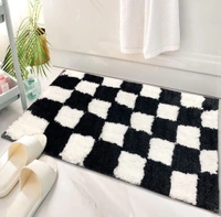 LUXE HOME INTERNATIONAL id's Bath Mat (40x60 cm) Bathroom Mat | Extra Soft and Absorbent Microfiber Bath Rugs, Non-Slip Plush Shaggy Bath Mat, Machine Wash Dry |Bathroom Floor, Door for Room - 40x60 cm, Check