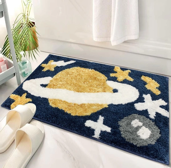 LUXE HOME INTERNATIONAL id's Bath Mat (40x60 cm) Bathroom Mat | Extra Soft and Absorbent Microfiber Bath Rugs, Non-Slip Plush Shaggy Bath Mat, Machine Wash Dry |Bathroom Floor, Door for Room - 40x60 cm, Planet