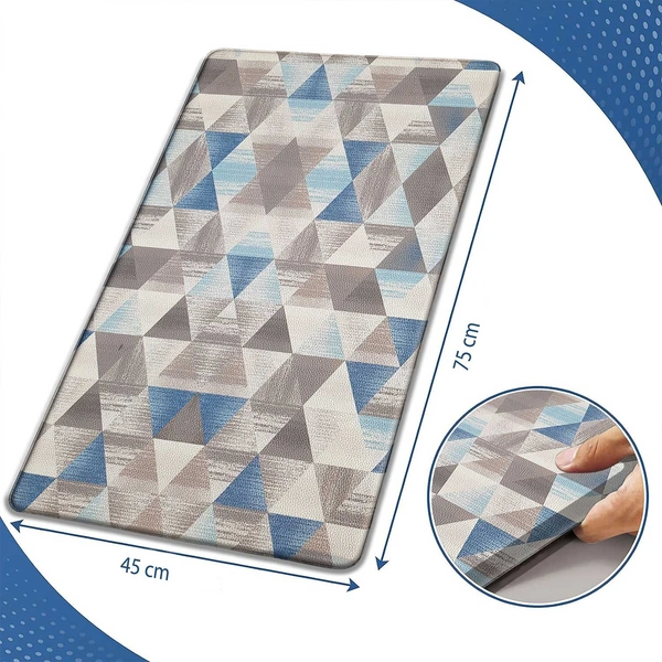 LUXE HOME INTERNATIONAL Anti-Fatigue Kitchen Mat Non-Slip Cushioned Comfort Mat - Geometric Pattern Standing Desk Mat - Waterproof and Easy to Clean for Home and Office - 45x75 cm, Geometrical