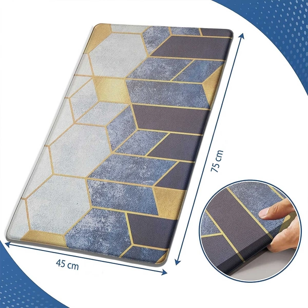 LUXE HOME INTERNATIONAL Anti-Fatigue Kitchen Mat Non-Slip Cushioned Comfort Mat - Geometric Pattern Standing Desk Mat - Waterproof and Easy to Clean for Home and Office - 45x75 cm, Cules