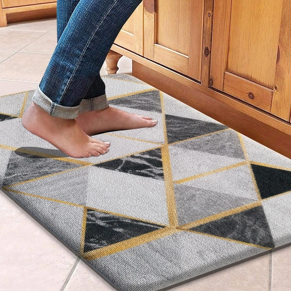 LUXE HOME INTERNATIONAL Cuba PVC Loop Utility Anti-Fatigue Indoor/Outdoor Mats for Home | Cushioned, Non Slip, Washable | Mat for Kitchen, Garage & More - 45x75 cm, Black