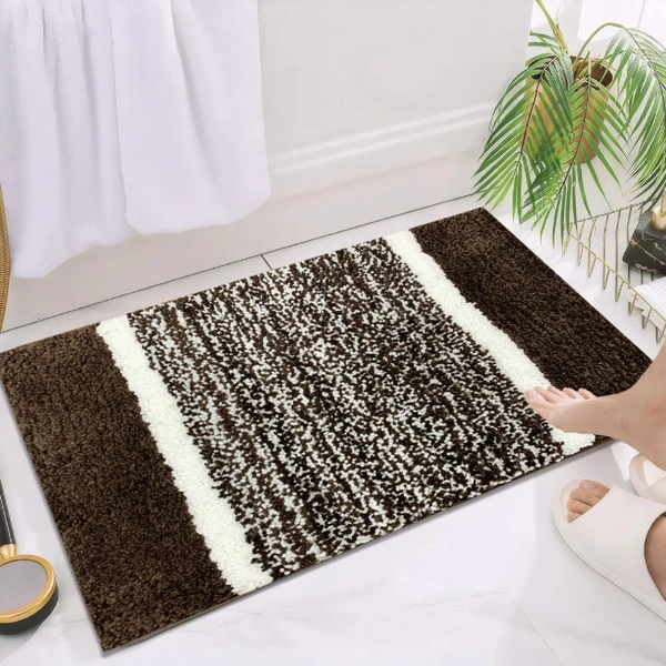 LUXE HOME INTERNATIONAL Riyo Bath Mat, Super Soft Microfibre 1800 Gsm, Non-Slip, Absorbent - Door Mat for Bathroom, Bedroom, Kitchen, Floor - Pack of 1 - 38x58 cm, Chocolate