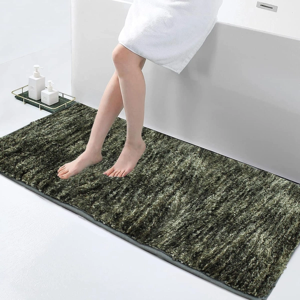 LUXE HOME INTERNATIONAL Runner Super Soft Non Slip Floor Runner for Bathroom, Bedroom, Living Room - 2x5 Ft, Green