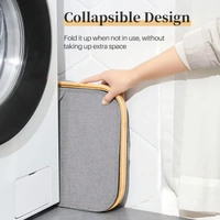LUXE HOME INTERNATIONAL Laundry Basket for Clothes, Premium Bamboo Storage Bag with Lid Multipurpose Used In Laundry Rooms, Bedrooms, Bathrooms (40x45x33 cm, Grey) - 40X33X45CM, Grey