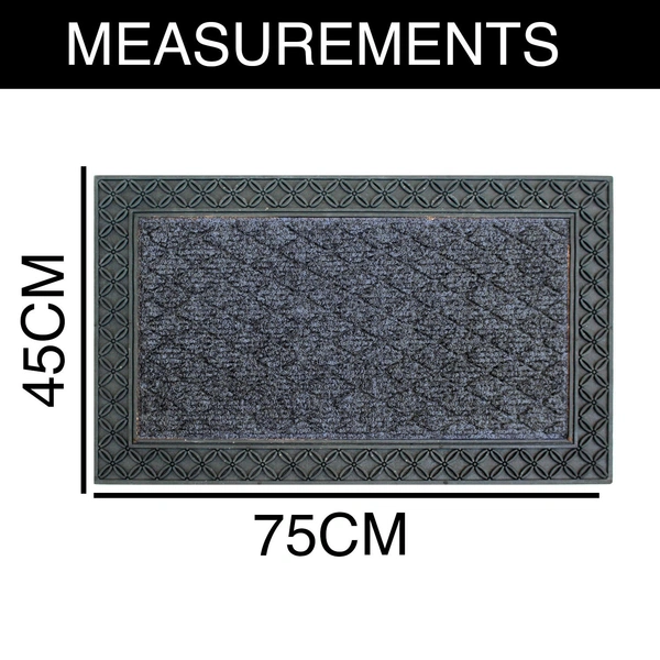 LUXE HOME INTERNATIONAL Rectangular Door Mats For Home Natural Coir Mat Solid Waterproof Low Profile Entrance Rug With Anti-Slip Rubber Backing For Indoor And Outdoor Use (45Cm X 75Cm, Black, Pc 1) - 45x75 cm, Black