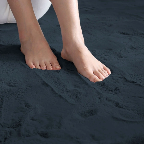 LUXE HOME INTERNATIONAL Rabbit Fur Super Soft Non Slip Floor Carpets for Bedroom, Livingroom - 3x5 Ft, Antra