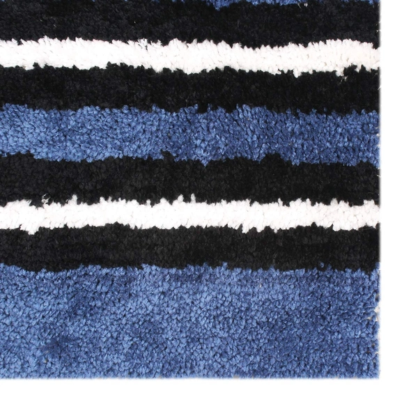 LUXE HOME INTERNATIONAL Stripe Bath Mat Soft, Non Slip Mat for Bedroom and Bathroom Floor - 38x58 cm, Blue