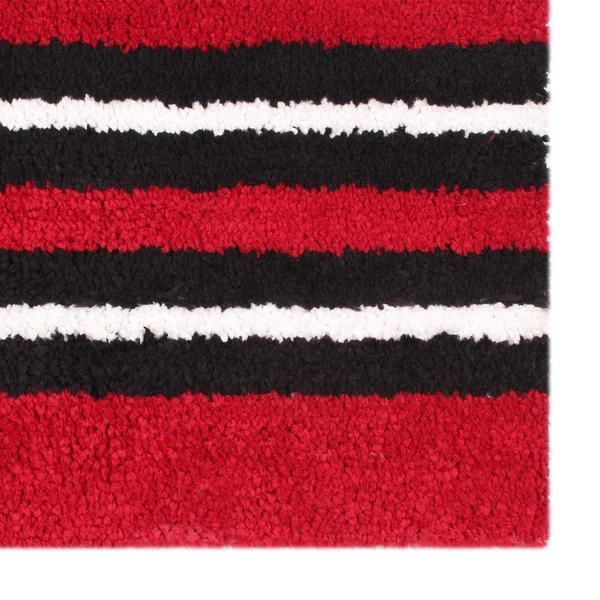 LUXE HOME INTERNATIONAL Stripe Bath Mat Soft, Non Slip Mat for Bedroom and Bathroom Floor - 38x58 cm, Maroon