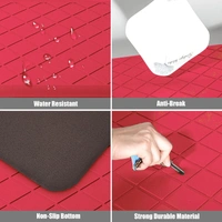 LUXE HOME INTERNATIONAL Anti-Fatigue (45x75 cm) Kitchen Mat – Cushioned Support, Stylish and Durable, Easy to Clean, Non-Slip Bottom – Ideal for Kitchen, Desk, Laundry, Garage - 45x75 cm, Red