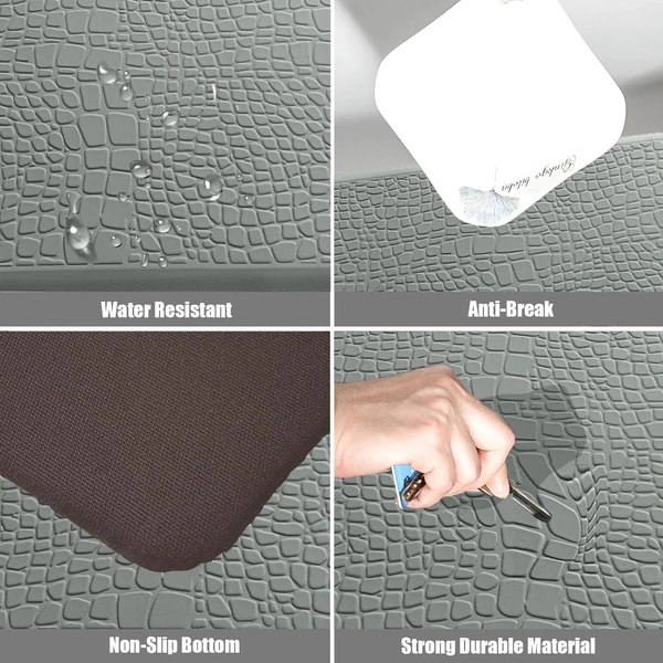LUXE HOME INTERNATIONAL Anti-Fatigue (45x75 cm) Kitchen Mat – Cushioned Support, Stylish and Durable, Easy to Clean, Non-Slip Bottom – Ideal for Kitchen, Desk, Laundry, Garage - 45x75 cm, Grey