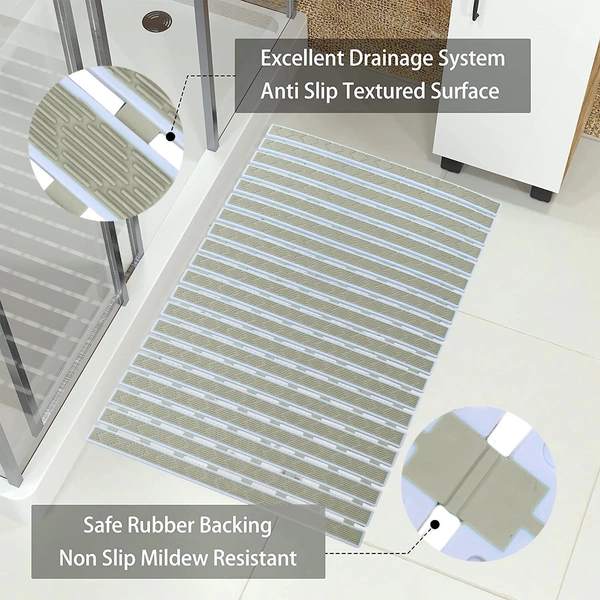 LUXE HOME INTERNATIONAL Shower Mats for Bathroom Anti Slip Non Skid Bathtub Mat - 40x70 cm, Beige
