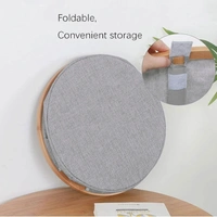 LUXE HOME INTERNATIONAL Round Fabric Storage Basket with Bamboo Handles - Durable Toy Organizer and Laundry Hamper - Collapsible Blue Storage Bin for Kids' Room, Nursery, and Home - 45x50 cm, Grey