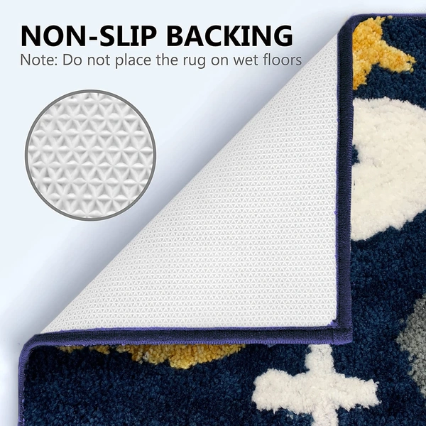 LUXE HOME INTERNATIONAL id's Bath Mat (40x60 cm) Bathroom Mat | Extra Soft and Absorbent Microfiber Bath Rugs, Non-Slip Plush Shaggy Bath Mat, Machine Wash Dry |Bathroom Floor, Door for Room - 40x60 cm, Planet