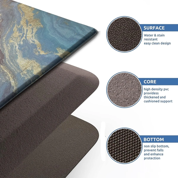 LUXE HOME INTERNATIONAL Anti-Fatigue Kitchen Mat Non-Slip Cushioned Comfort Mat - Geometric Pattern Standing Desk Mat - Waterproof and Easy to Clean for Home and Office - 45x75 cm, Texture