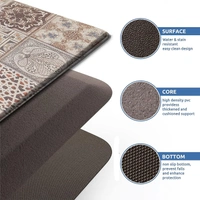 LUXE HOME INTERNATIONAL Anti-Fatigue Kitchen Mat Non-Slip Cushioned Comfort Mat - Geometric Pattern Standing Desk Mat - Waterproof and Easy to Clean for Home and Office - 45x75 cm, Patches