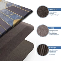 LUXE HOME INTERNATIONAL Anti-Fatigue Kitchen Mat Non-Slip Cushioned Comfort Mat - Geometric Pattern Standing Desk Mat - Waterproof and Easy to Clean for Home and Office - 45x75 cm, Cules