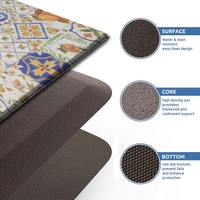 LUXE HOME INTERNATIONAL Anti-Fatigue Kitchen Mat Non-Slip Cushioned Comfort Mat - Geometric Pattern Standing Desk Mat - Waterproof and Easy to Clean for Home and Office - 45x75 cm, Tile