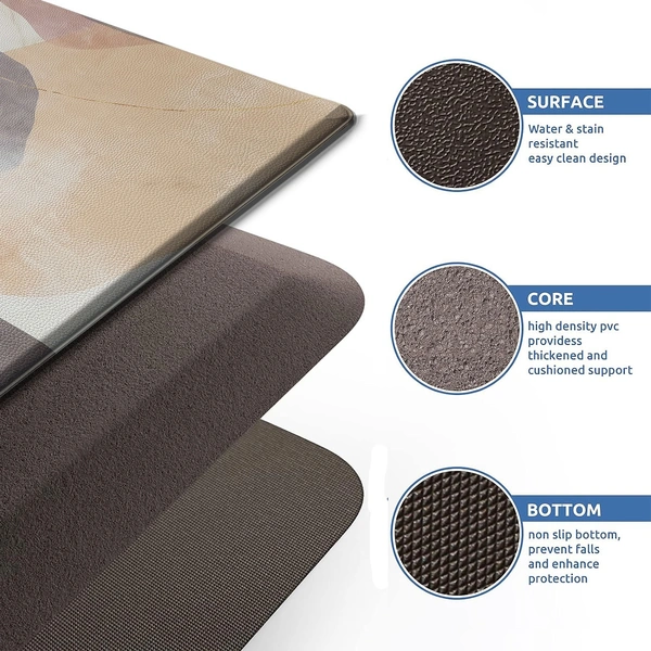 LUXE HOME INTERNATIONAL Anti-Fatigue Kitchen Mat Non-Slip Cushioned Comfort Mat - Geometric Pattern Standing Desk Mat - Waterproof and Easy to Clean for Home and Office - 45x75 cm, Pastels