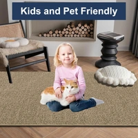 LUXE HOME INTERNATIONAL Ultra Soft Microfiber Area Rug - Non-Slip, Carpet for Living Room, Bedroom, and Home Decor - 6x9 Feet, Beige