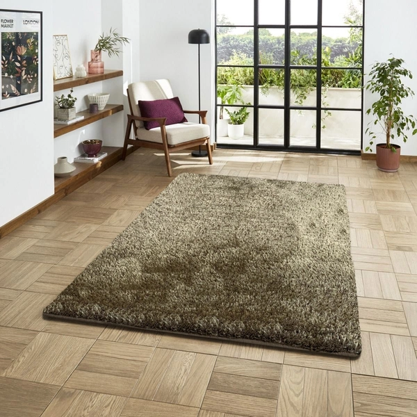 LUXE HOME INTERNATIONAL Ultra Soft Microfiber Area Rug - Non-Slip, Carpet for Living Room, Bedroom, and Home Decor - 3x5 Ft, Beige