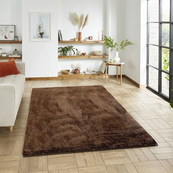 LUXE HOME INTERNATIONAL Ultra Soft Microfiber Area Rug - Non-Slip, Carpet for Living Room, Bedroom, and Home Decor - 3x5 Ft, Copper