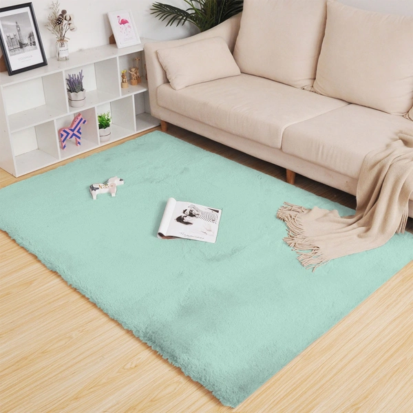 LUXE HOME INTERNATIONAL Rectangular Carpet Super Soft Anti Skid Rabbit Fur (1000 Gsm) Bathroom Mats For Bedroom, Door, Kitchen Floor (4 X 6 Ft, Lime) Pack Of 1 - 4x6 Ft, Lime