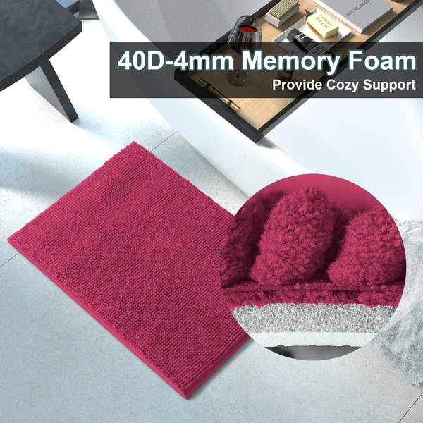 LUXE HOME INTERNATIONAL Luxe Home Chenille Bathmat ( 37x56 cm ) Bathroom mat - Maroon I Soft, Non Slip, Washable | Bath Mat for Home or Bedroom Floor Mat - 37x56 cm, Maroon