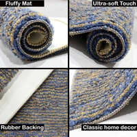 LUXE HOME INTERNATIONAL Bathmat 1600 GSM Microfiber Anti Skid Water Absorbent Machine Washable and Quick Dry Comfort Mats for Bathroom, Kitchen, Entrance (Blue, 38cm x 58cm, Pack of 2) - 38x58 cm, Blue