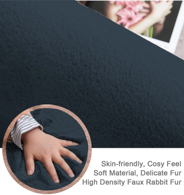 LUXE HOME INTERNATIONAL Ruffle Bath Mat Rabbit Fur 1000 Gsm Bathroom Door Rectangular Foot Mats Anti Skid Water Absorbent Easy Machine Washable Rug For Entrance|Kitchen Floor|45X75Cm|Anthra|Pack Of 1 - 45x75 cm, Anthra