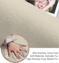 LUXE HOME INTERNATIONAL Rabbit Fur Super Soft Non Slip Mat for Bathroom, Bedroom - 45x75 cm, Beige