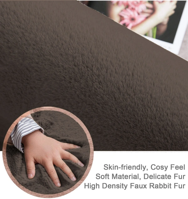 LUXE HOME INTERNATIONAL Ruffle Bath Mat Rabbit Fur 1000 Gsm Bathroom Door Rectangular Foot Mats Anti Skid Water Absorbent Easy Machine Washable Rug For Entrance|Kitchen Floor|40X60 Cm|Cocoa|Pack Of 1 - 40x60 cm, Cocoa