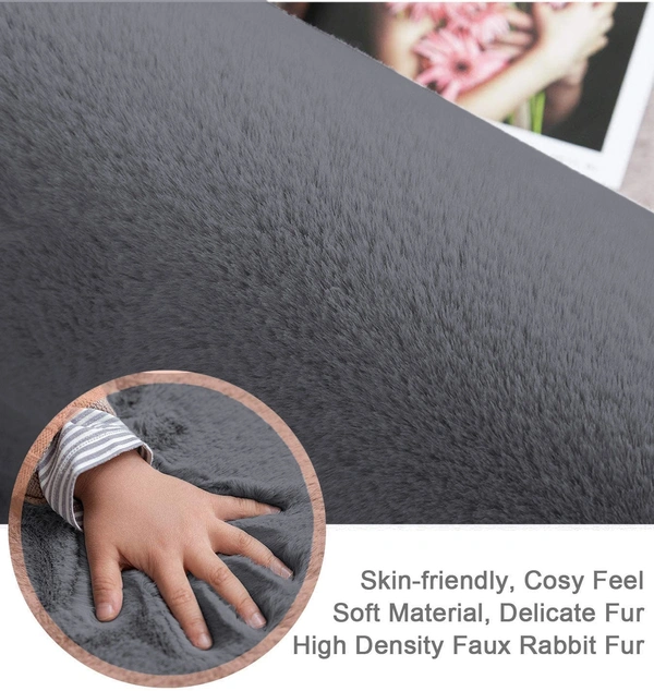 LUXE HOME INTERNATIONAL Ruffle Bath Mat Rabbit Fur 1000 Gsm Bathroom Door Rectangular Foot Mats Anti Skid Water Absorbent Easy Machine Washable Rug For Entrance|Kitchen Floor|60X90 Cm|Grey|Pack Of 1 - 60x90 cm, Grey